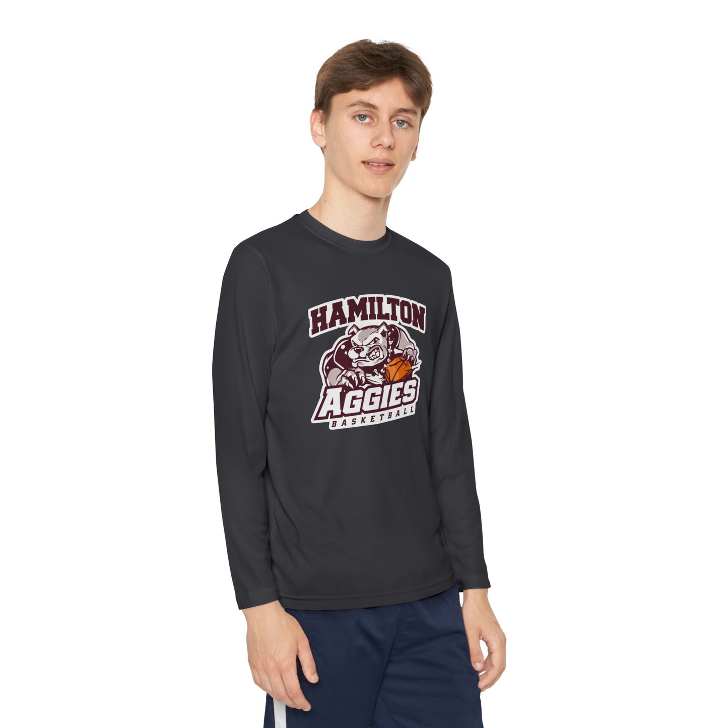 Youth Long Sleeve Tee \ Hamilton Aggies Basketball \ HABB1