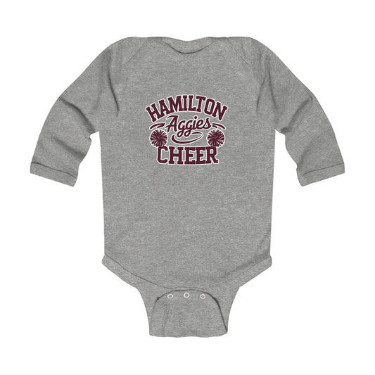 Long Sleeve Baby Bodysuit \ Hamilton Aggies Cheer \ Style HAC2