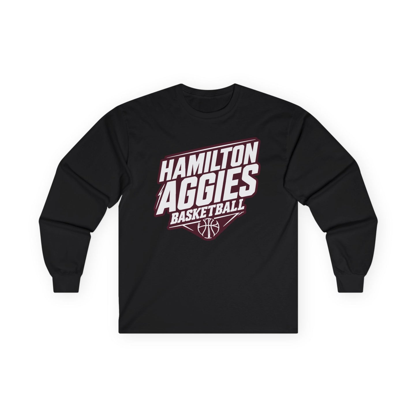 Adult Long Sleeve Tee \ Hamilton Aggies Basketball \ HABB2
