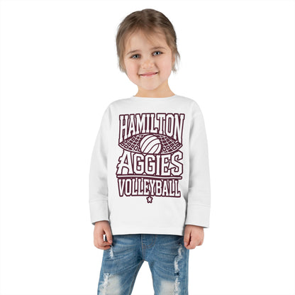 Toddler Long Sleeve Tee \ Hamilton Aggies Volleyball \ HAV2
