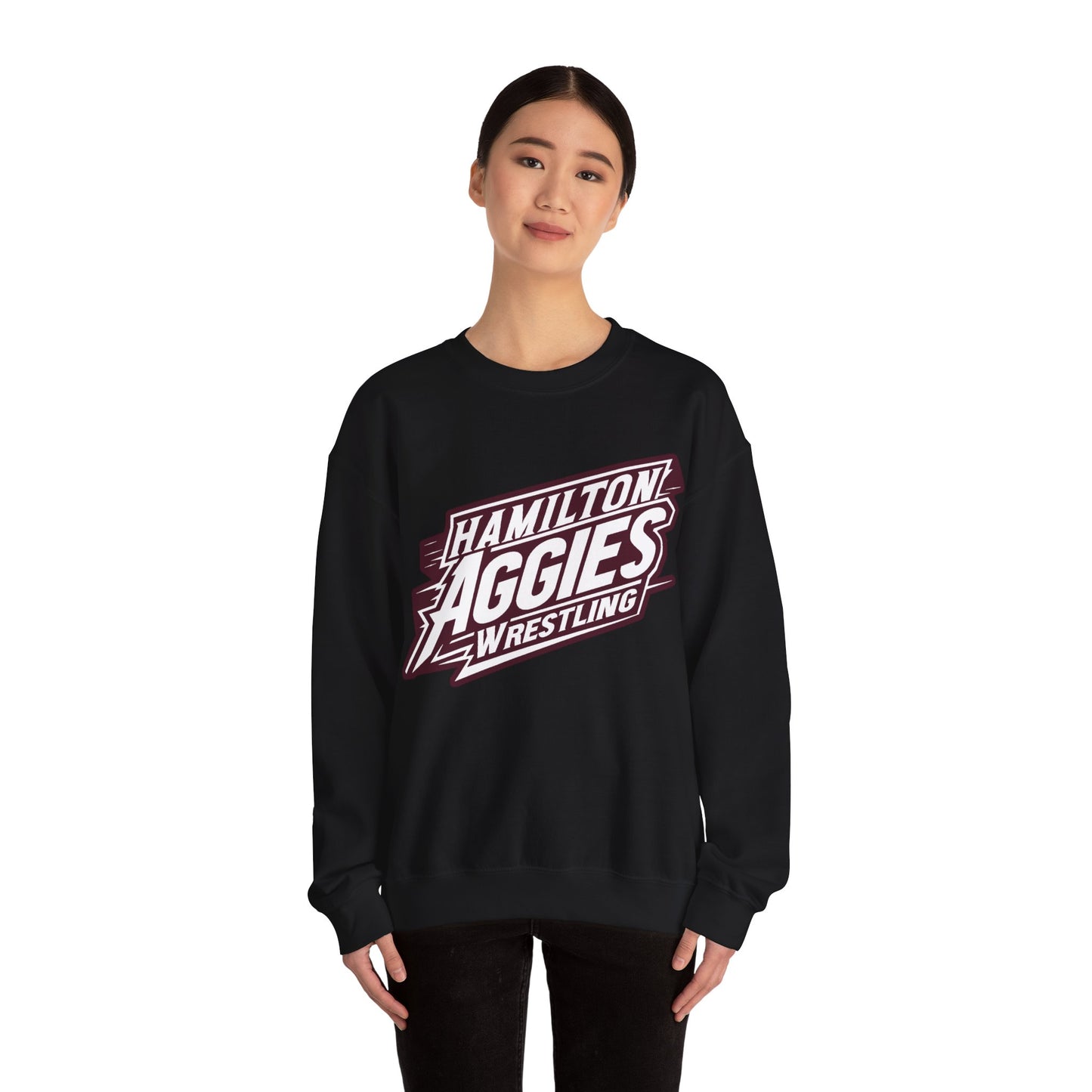 Adult Crewneck Sweatshirt \ Hamilton Aggies Wrestling \ HAW1