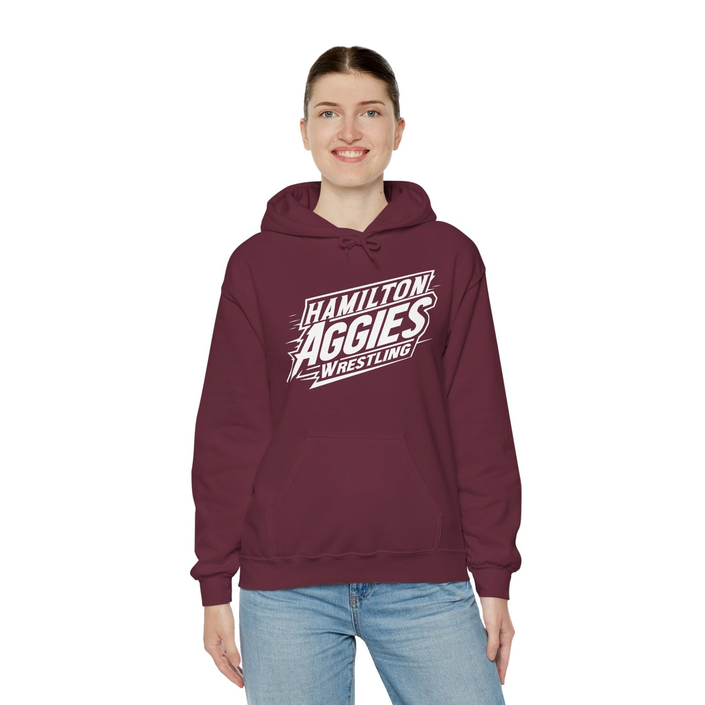 Adult Hoodie Sweatshirt \ Hamilton Aggies Wrestling \ HAW1