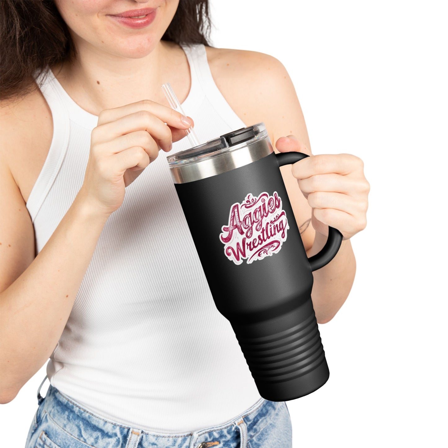 40oz Insulated Tumbler \ Hamilton Aggies Wrestling \ HAWG2