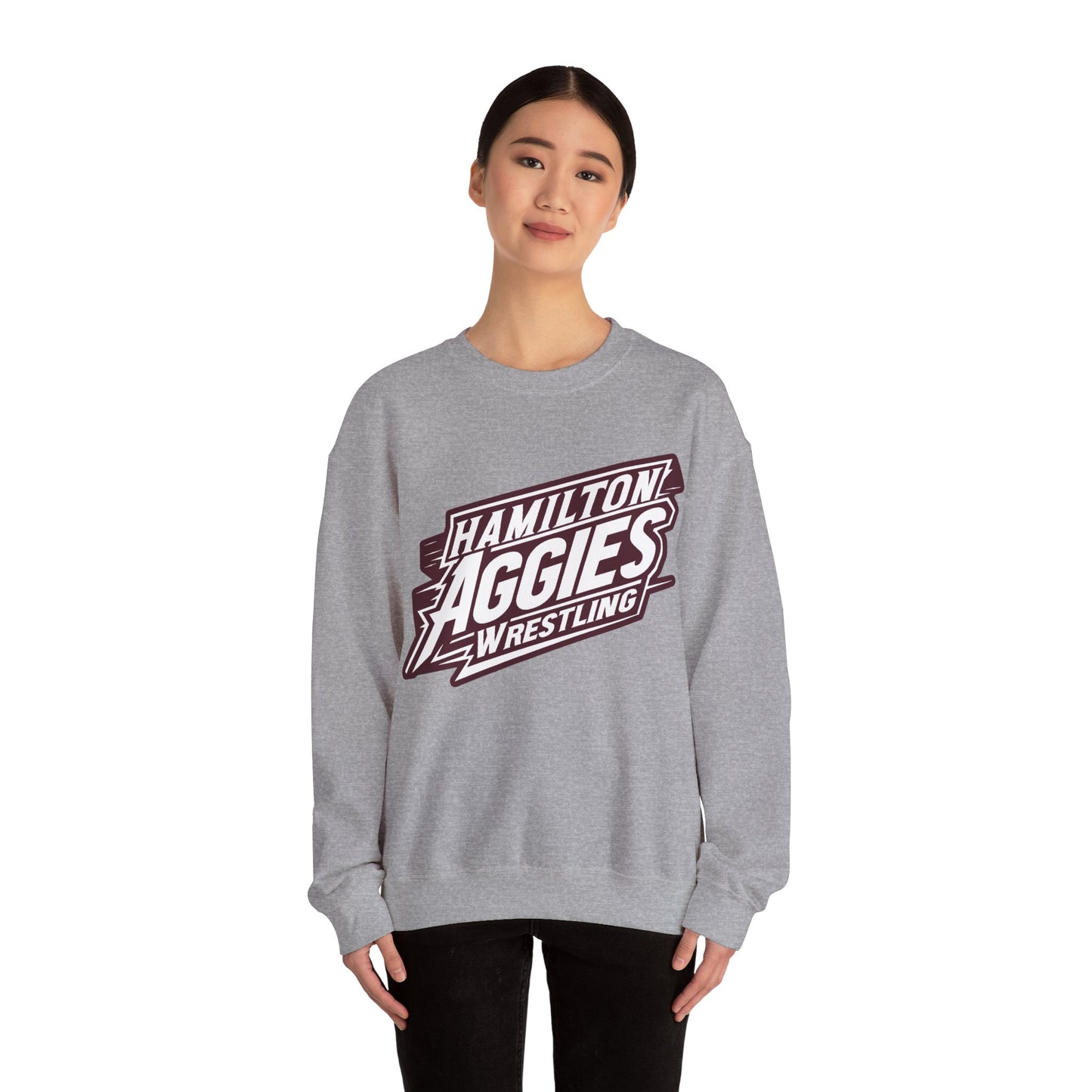 Adult Crewneck Sweatshirt \ Hamilton Aggies Wrestling \ HAW1