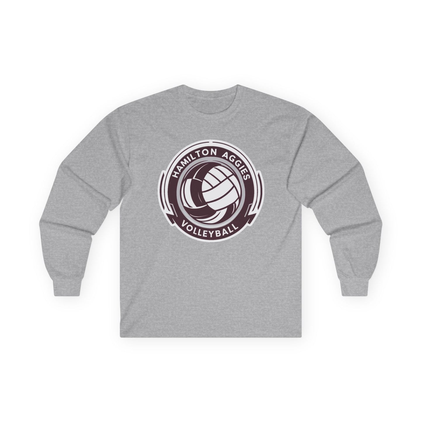 Adult Long Sleeve Tee \ Hamilton Aggies Volleyball \ HAV1