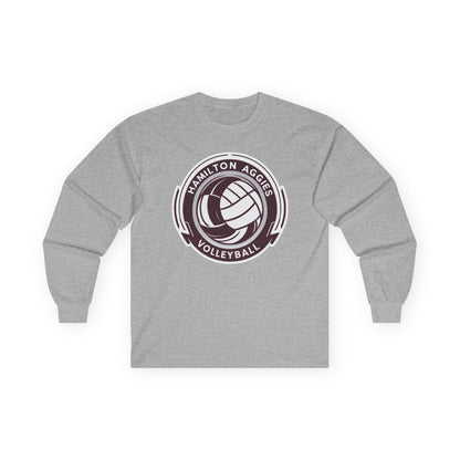 Adult Long Sleeve Tee \ Hamilton Aggies Volleyball \ HAV1