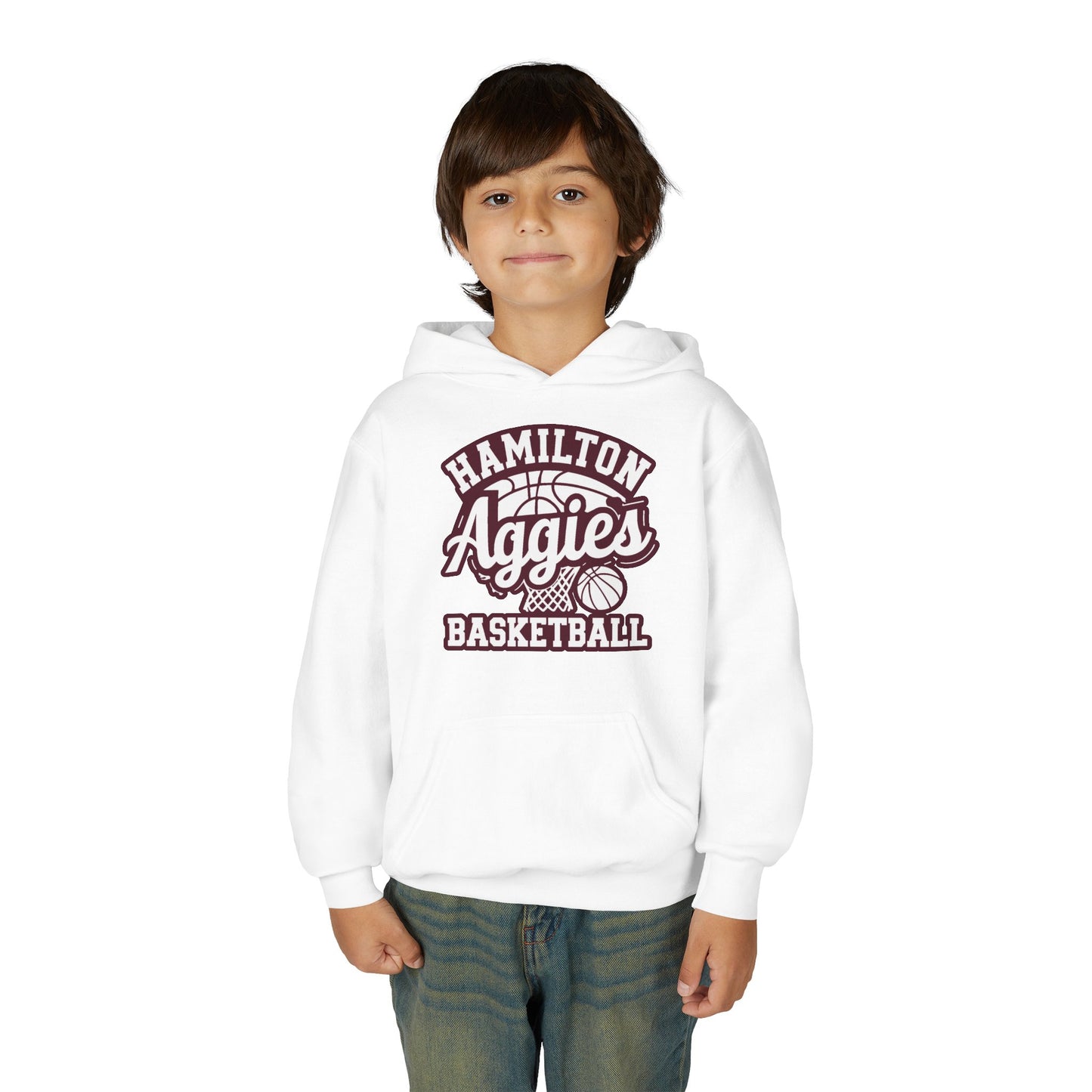 Youth Hoodie Sweatshirt \ Hamilton Aggies Basketball \ HABBG1