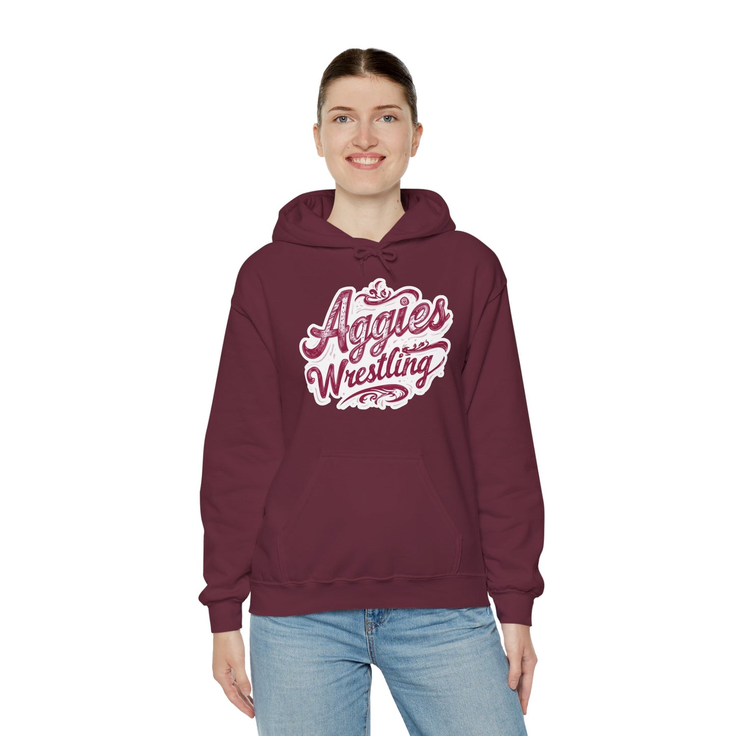 Adult Hoodie Sweatshirt \ Hamilton Aggies Wrestling \ HAWG2
