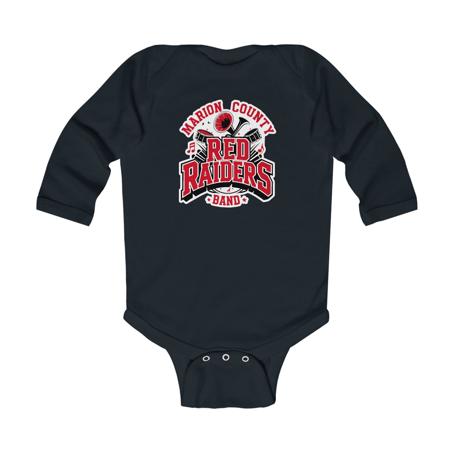 Long Sleeve Baby Bodysuit \ Marion County Red Raiders Band \ MCB2