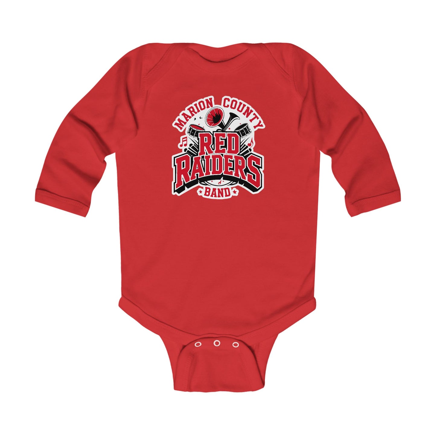 Long Sleeve Baby Bodysuit \ Marion County Red Raiders Band \ MCB2