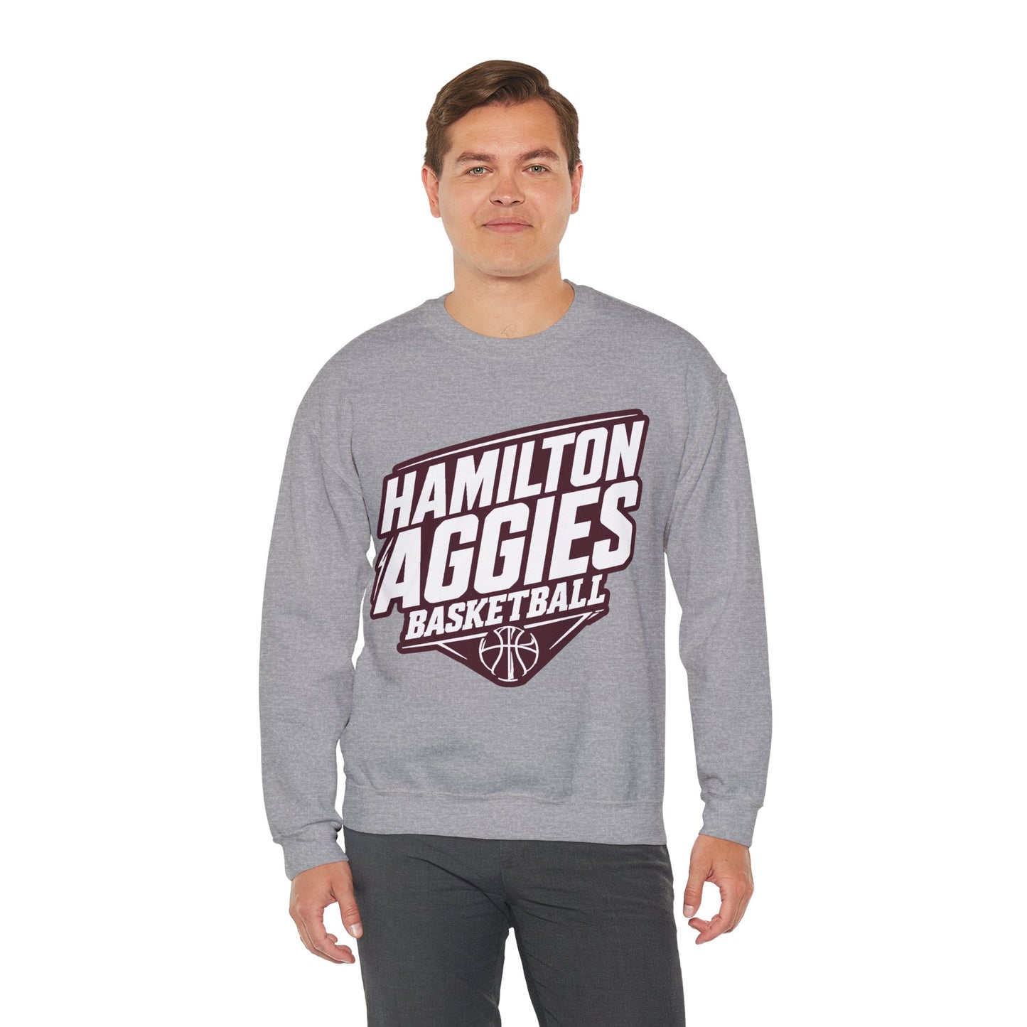 Adult Crewneck Sweatshirt \ Hamilton Aggies Basketball \ HABB2