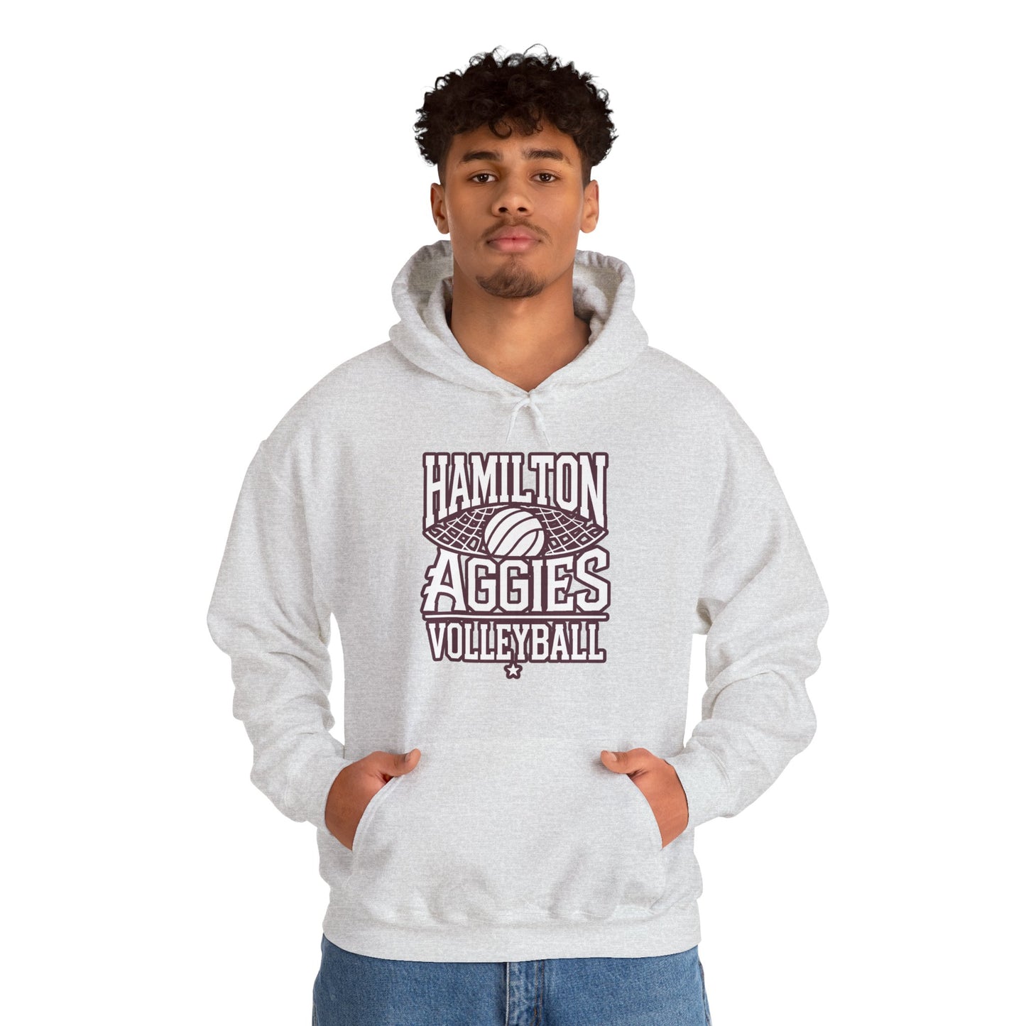Adult Hoodie Sweatshirt \ Hamilton Aggies Volleyball \ HAV2
