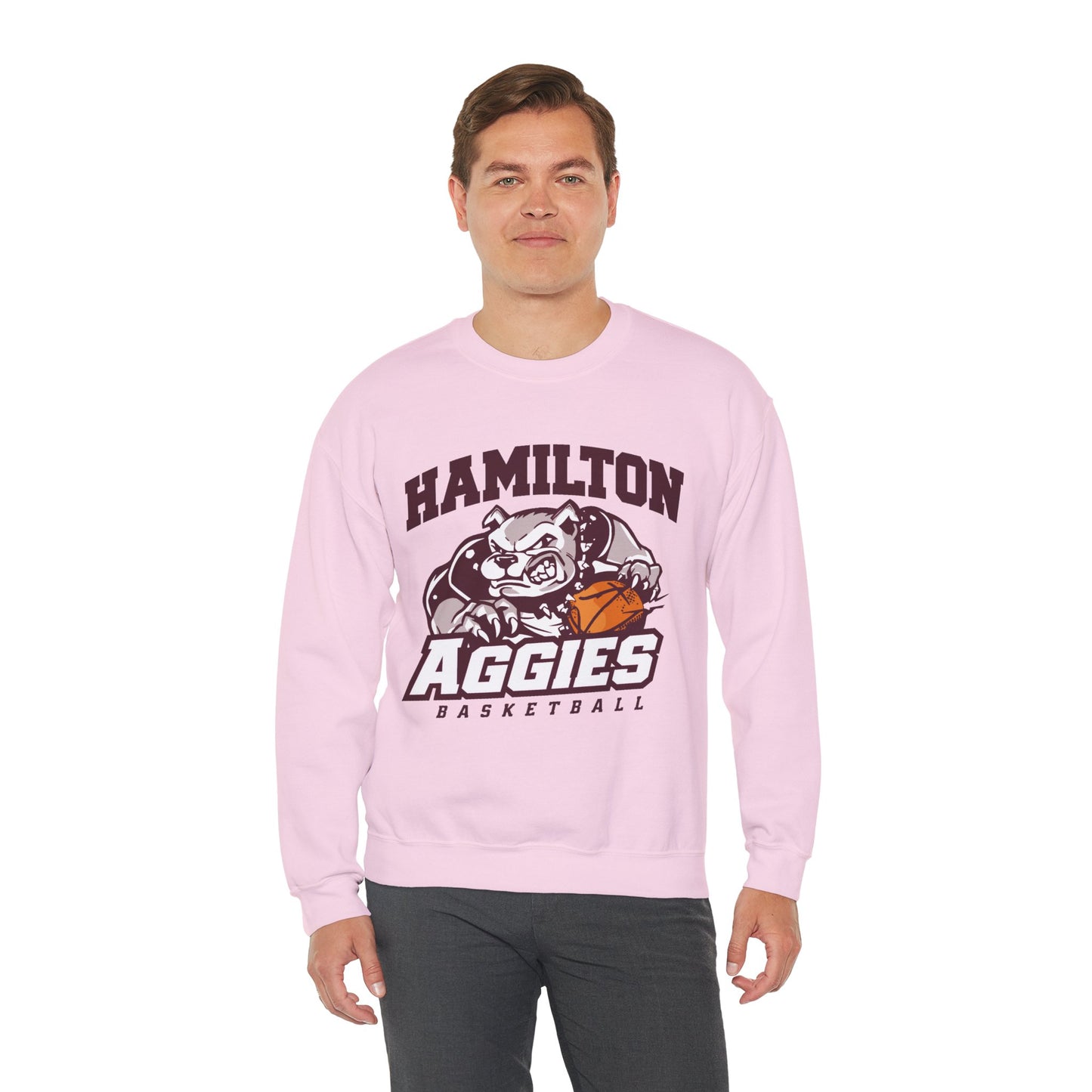 Adult Crewneck Sweatshirt \ Hamilton Aggies Basketball \ HABB1