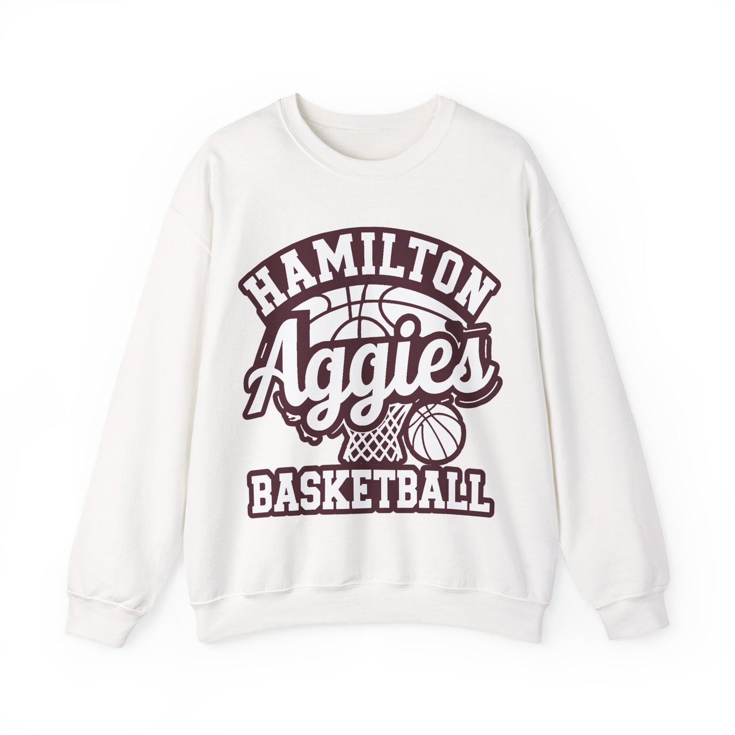 Adult Crewneck Sweatshirt \ Hamilton Aggies Basketball \ HABBG1