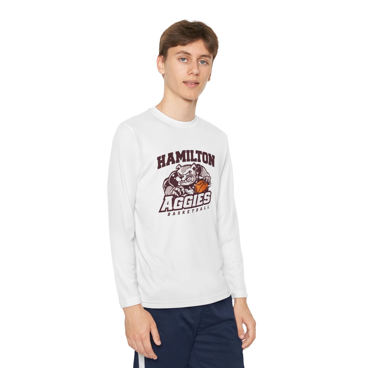 Youth Long Sleeve Tee \ Hamilton Aggies Basketball \ HABB1
