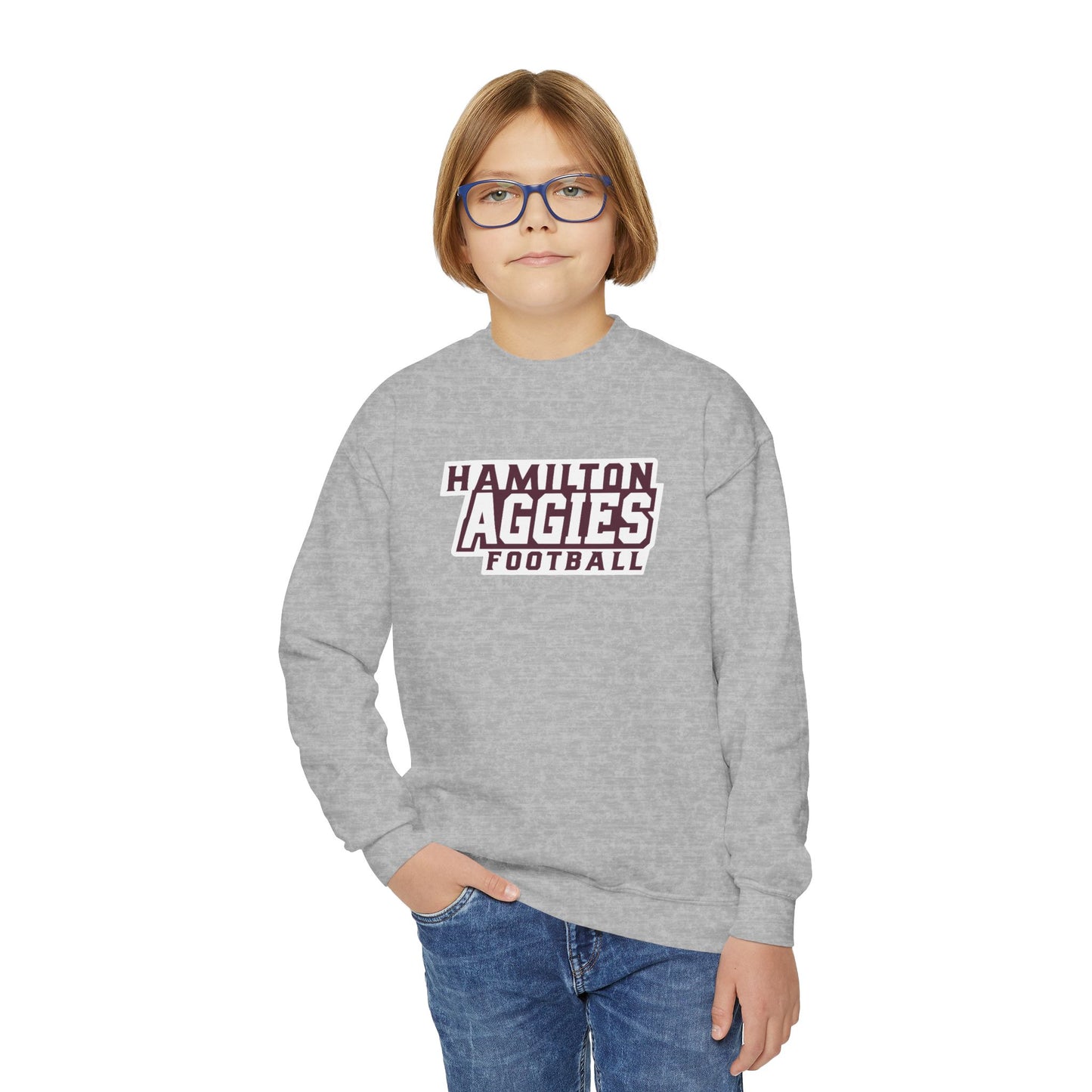 Youth Crewneck Sweatshirt \ Hamilton Aggies Football \ HAF1