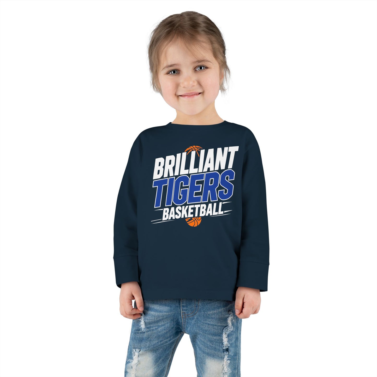 Toddler Long Sleeve Tee \ Brilliant Tigers Basketball \ BTBK1
