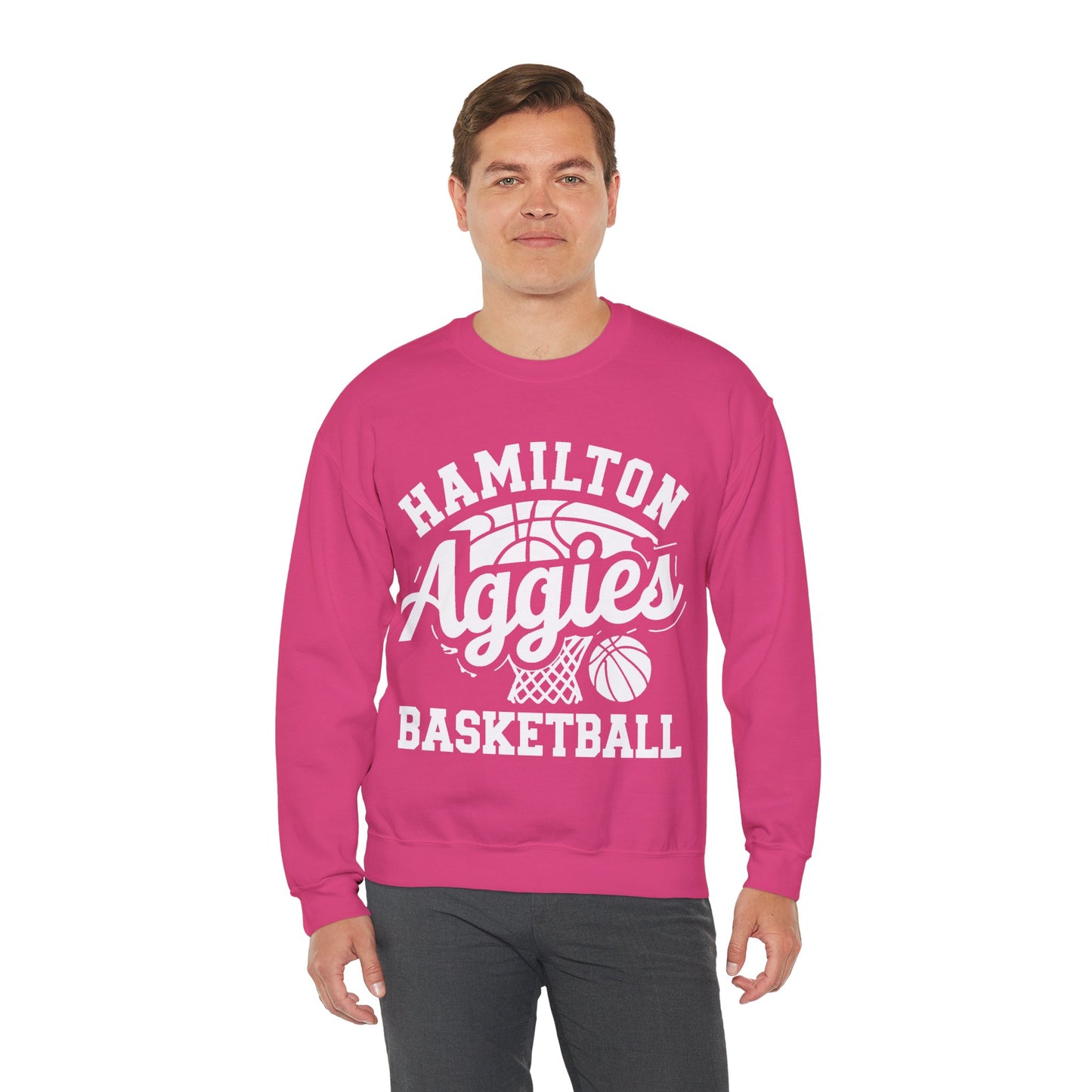 Adult Crewneck Sweatshirt \ Hamilton Aggies Basketball \ HABBG1