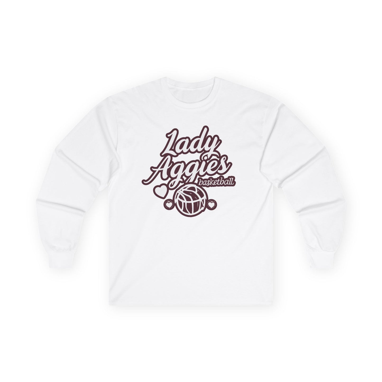 Adult Long Sleeve Tee \ Hamilton Aggies Basketball \ HABBG2