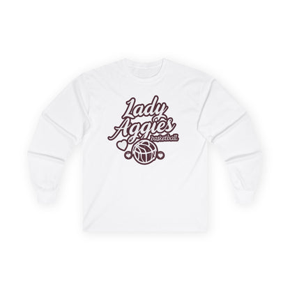 Adult Long Sleeve Tee \ Hamilton Aggies Basketball \ HABBG2