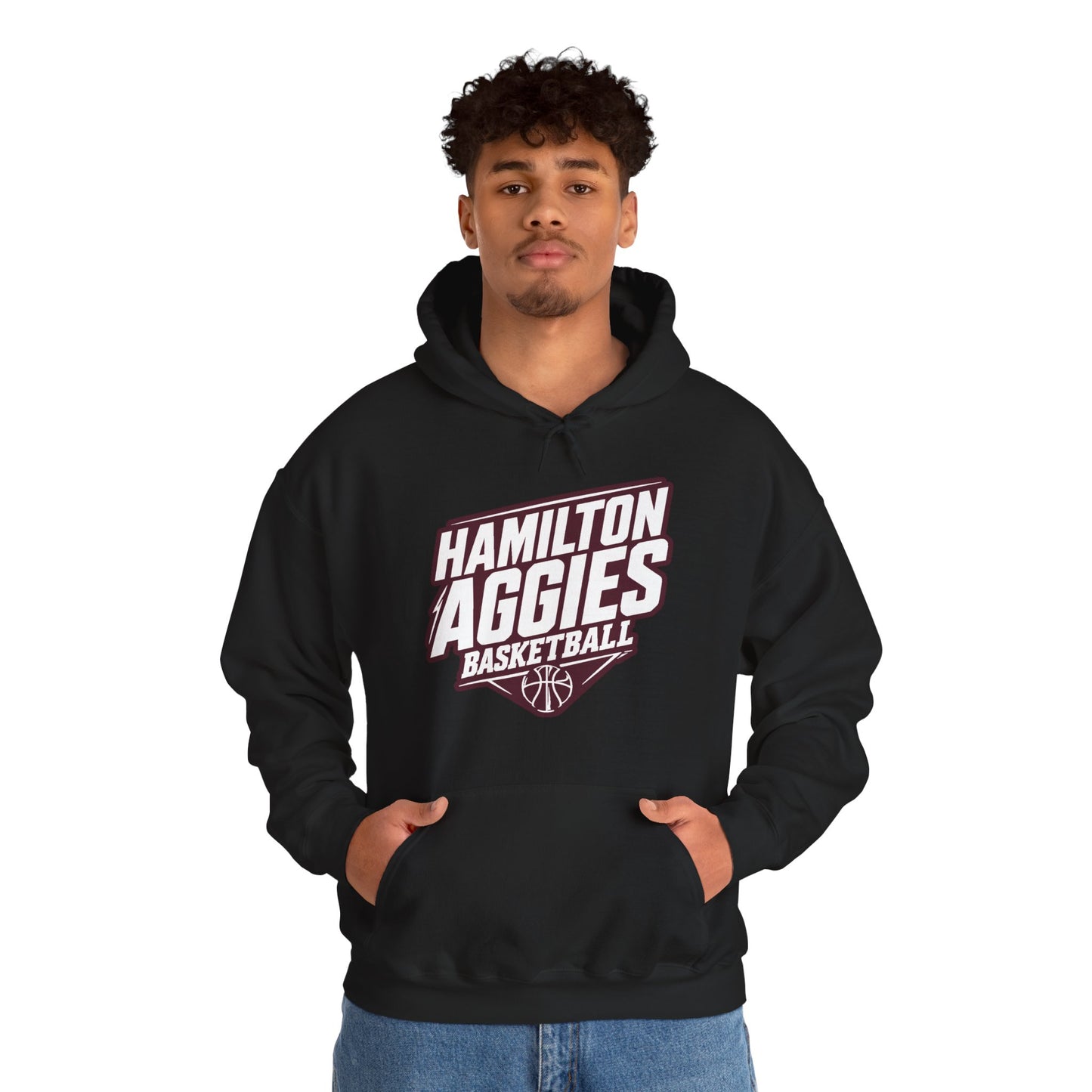 Adult Hoodie Sweatshirt \ Hamilton Aggies Basketball \ HABB2