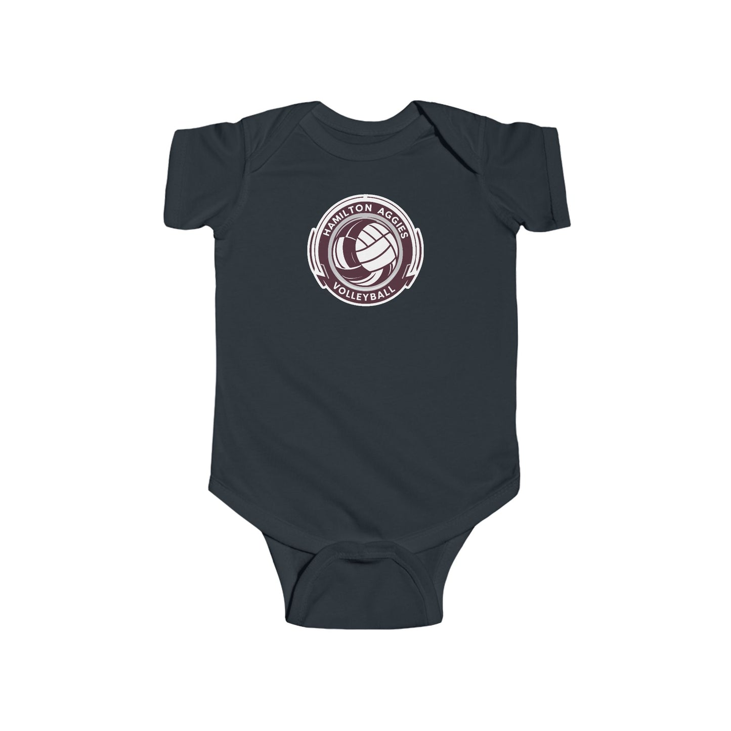 Short Sleeve Baby Bodysuit \ Hamilton Aggies Volleyball \ HAV1