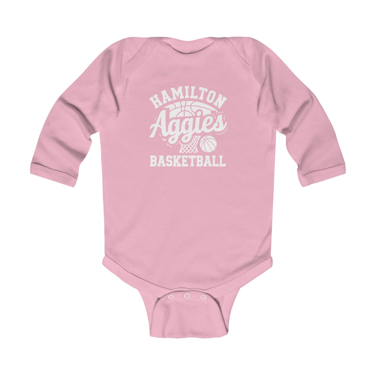 Long Sleeve Baby Bodysuit \ Hamilton Aggies Basketball \ HABBG1