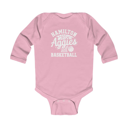 Long Sleeve Baby Bodysuit \ Hamilton Aggies Basketball \ HABBG1