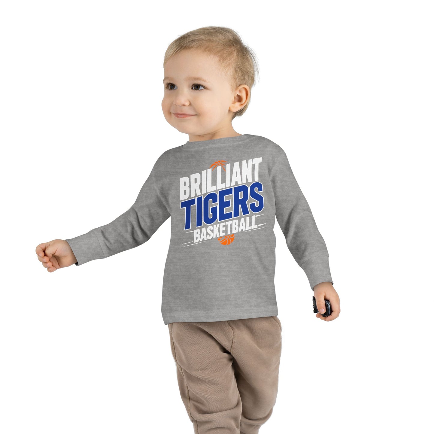 Toddler Long Sleeve Tee \ Brilliant Tigers Basketball \ BTBK1
