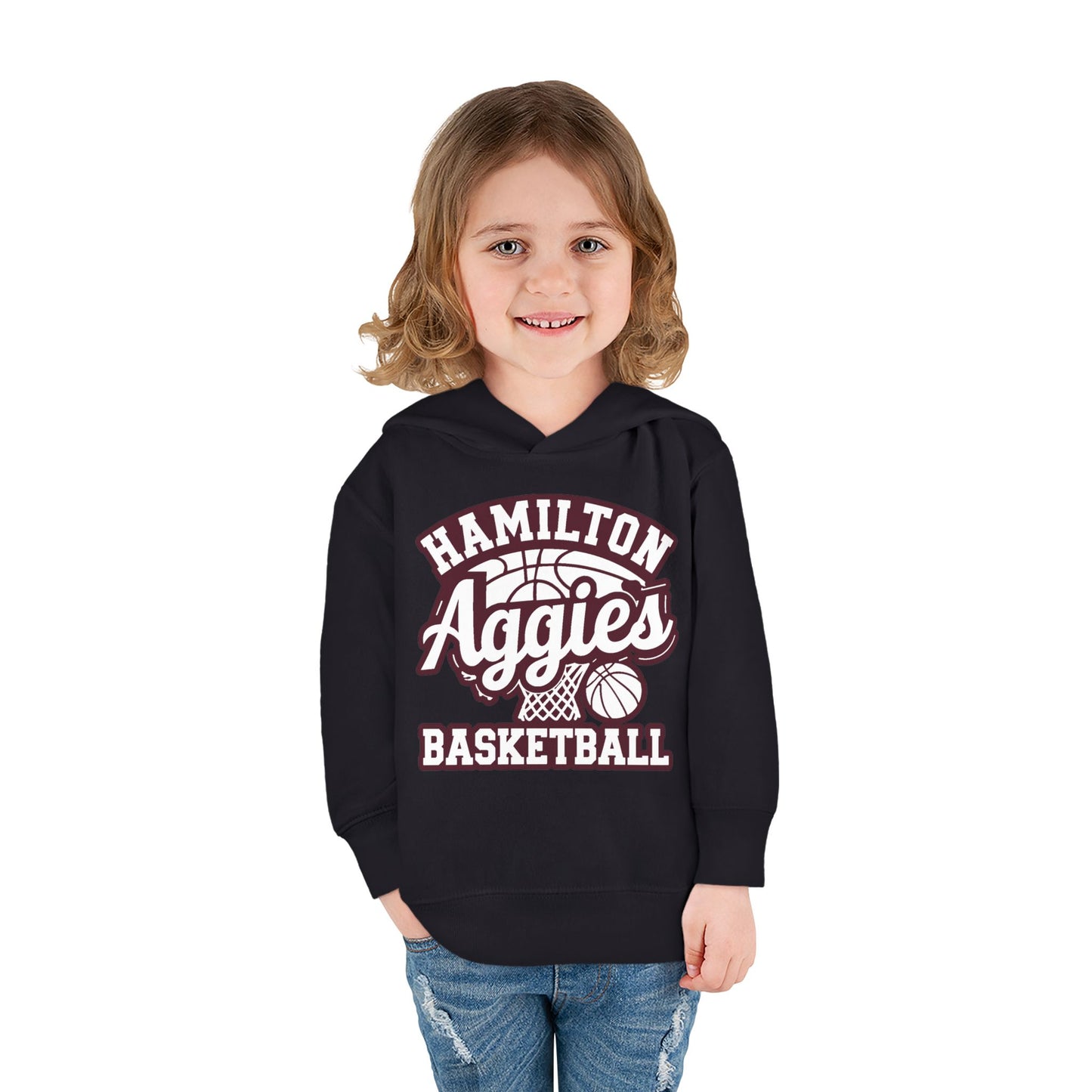 Toddler Hoodie Sweatshirt \ Hamilton Aggies Basketball \ HABBG1
