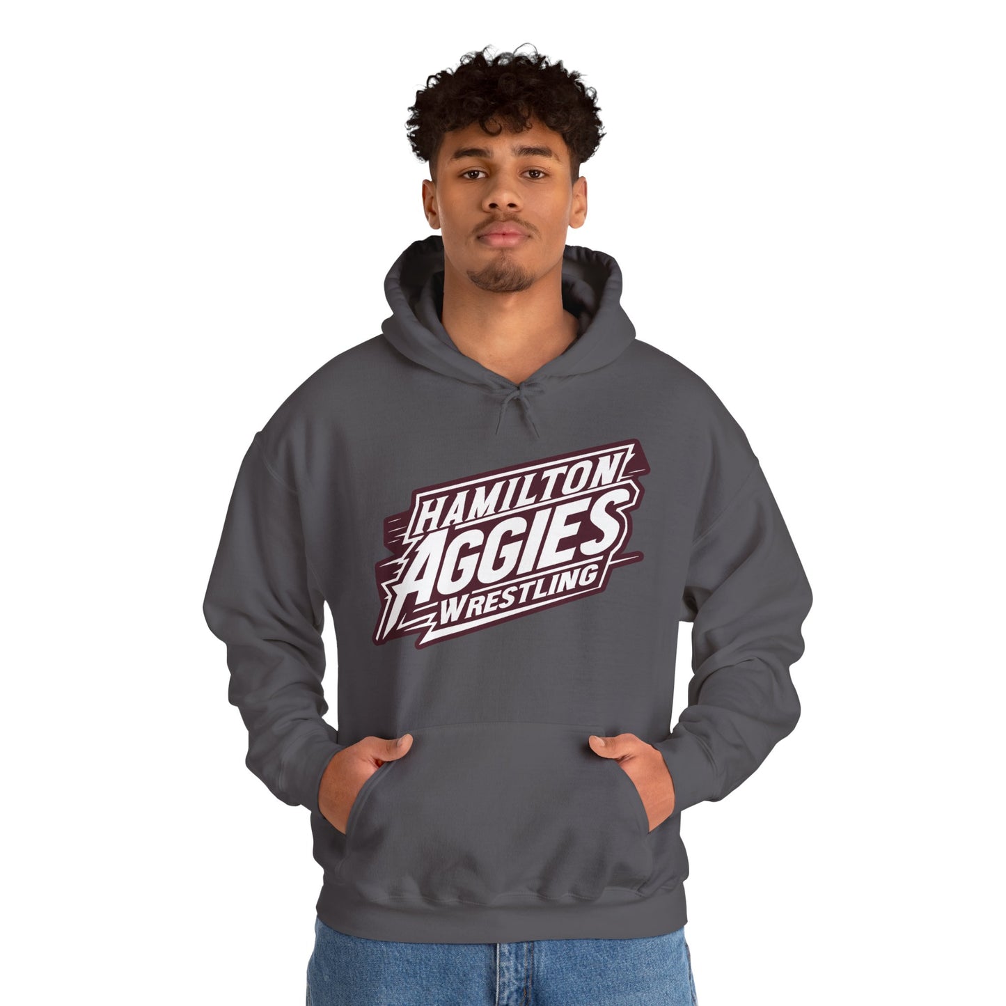 Adult Hoodie Sweatshirt \ Hamilton Aggies Wrestling \ HAW1
