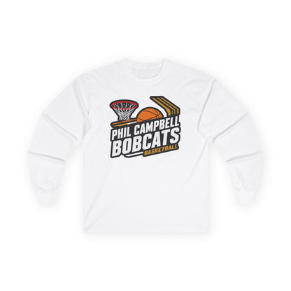 Adult Long Sleeve Tee \ Phil Campbell Bobcats Basketball \ PCBBK1