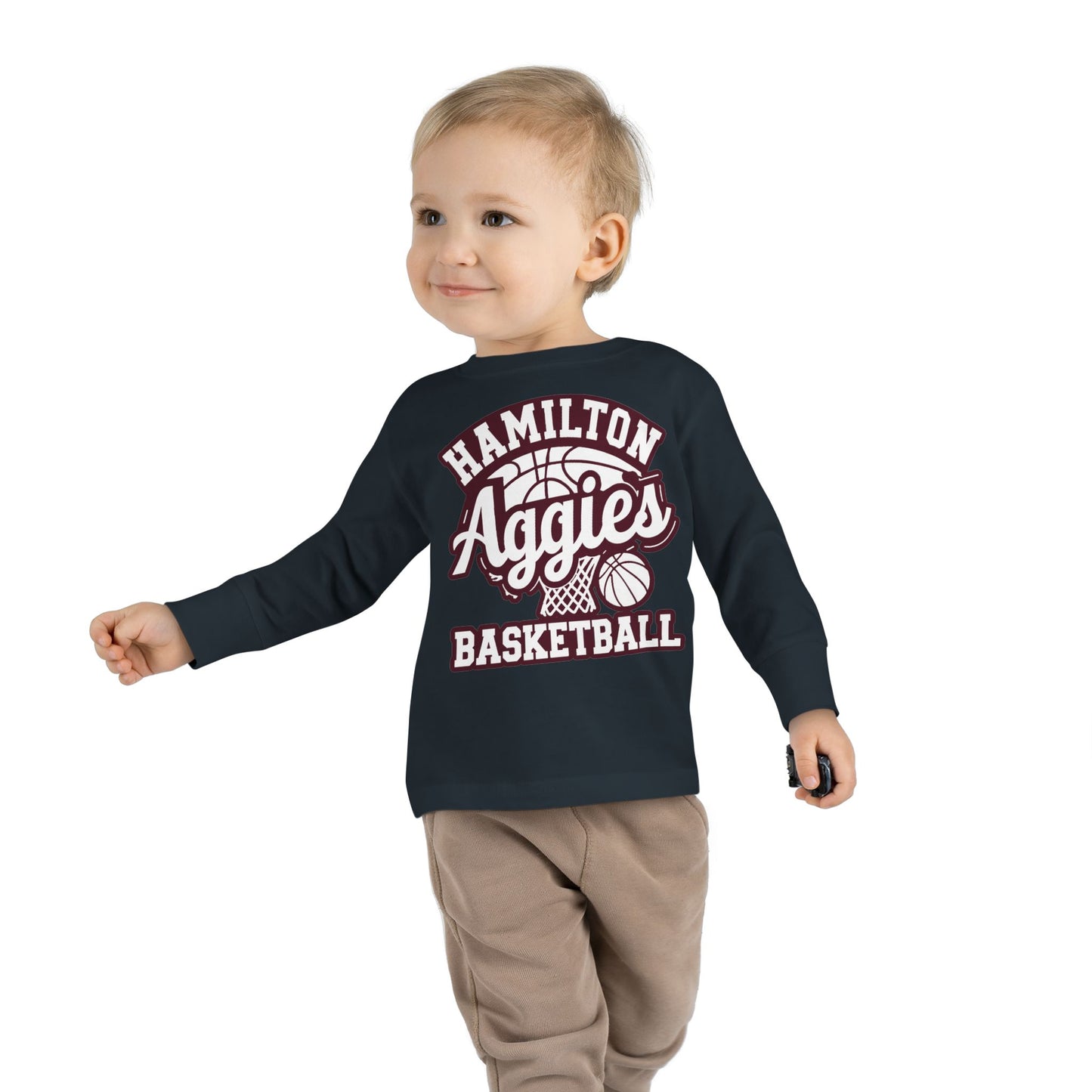 Toddler Long Sleeve Tee \ Hamilton Aggies Basketball \ HABBG1