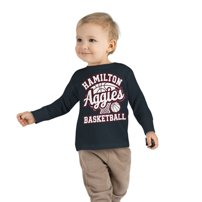 Toddler Long Sleeve Tee \ Hamilton Aggies Basketball \ HABBG1