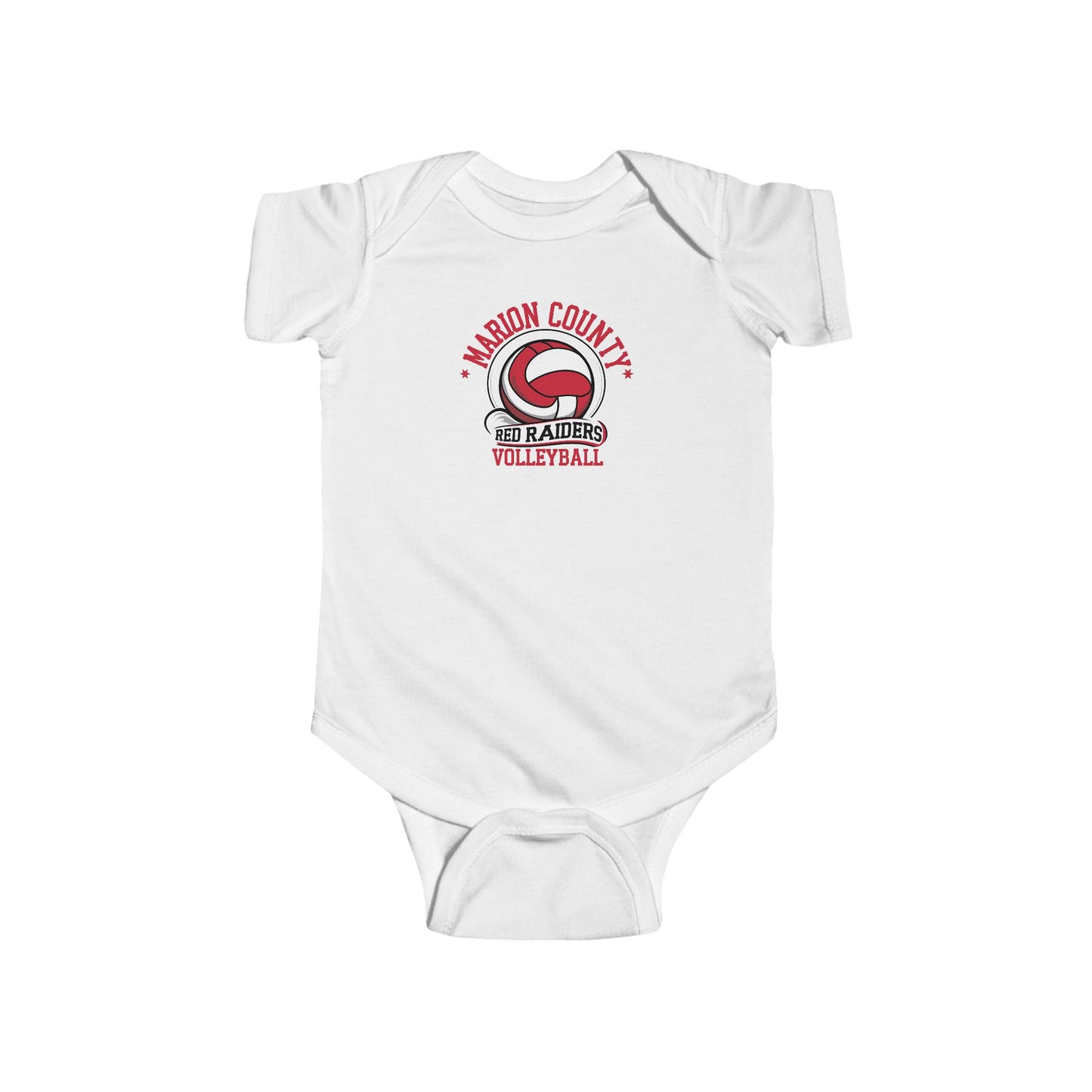 Short Sleeve Baby Bodysuit \ Marion County Red Raiders Volleyball \ MCV1