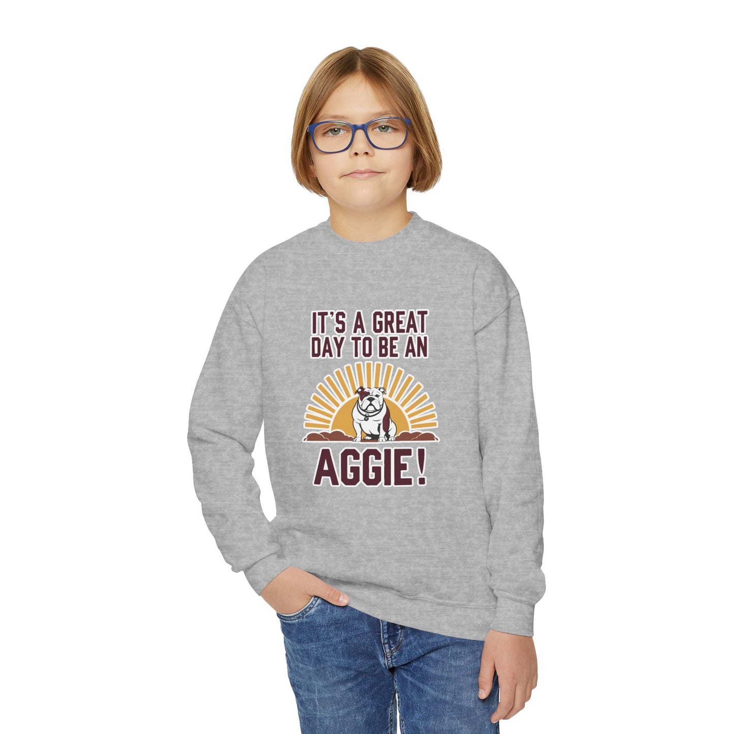Youth Crewneck Sweatshirt \ It's a Great Day to be an Aggie! \ GDA4