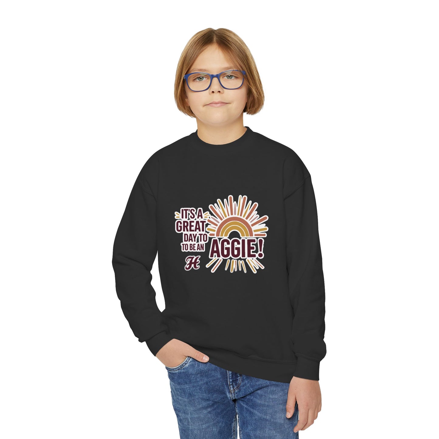 Youth Crewneck Sweatshirt \ It's a Great Day to be an Aggie! \ GDA1