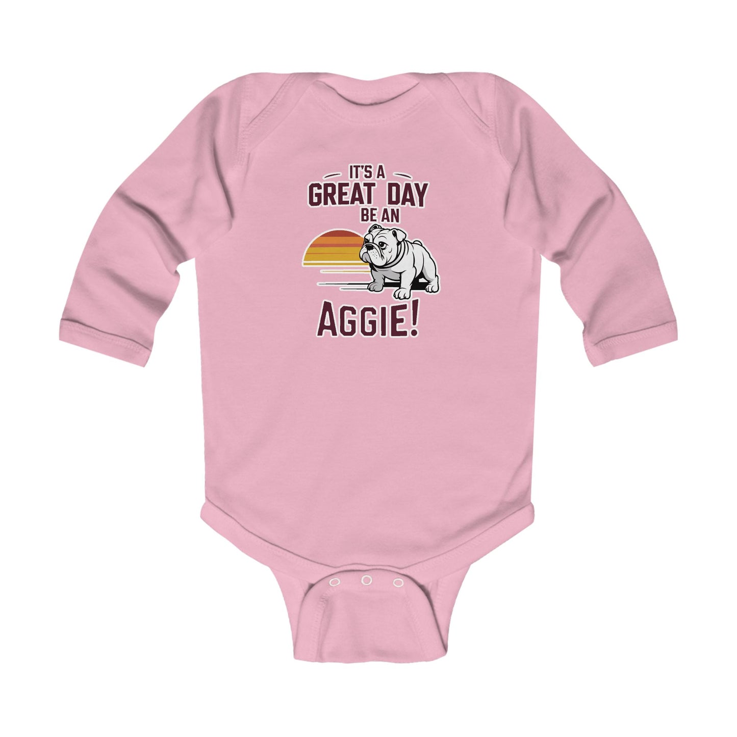 Long Sleeve Baby Bodysuit \ It's a Great Day to be an Aggie! \ GDA3