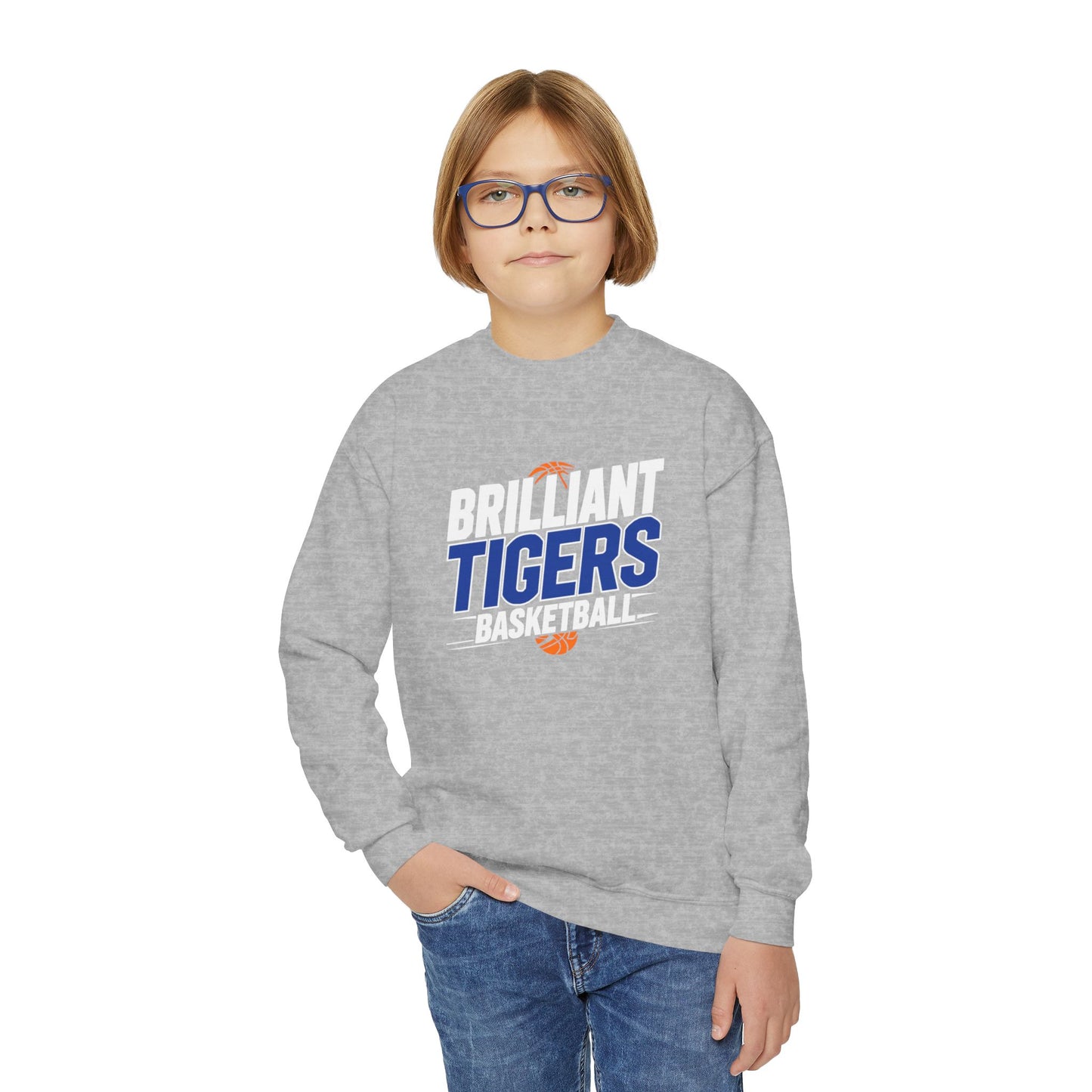 Youth Crewneck Sweatshirt \ Brilliant Tigers Basketball \ BTBK1