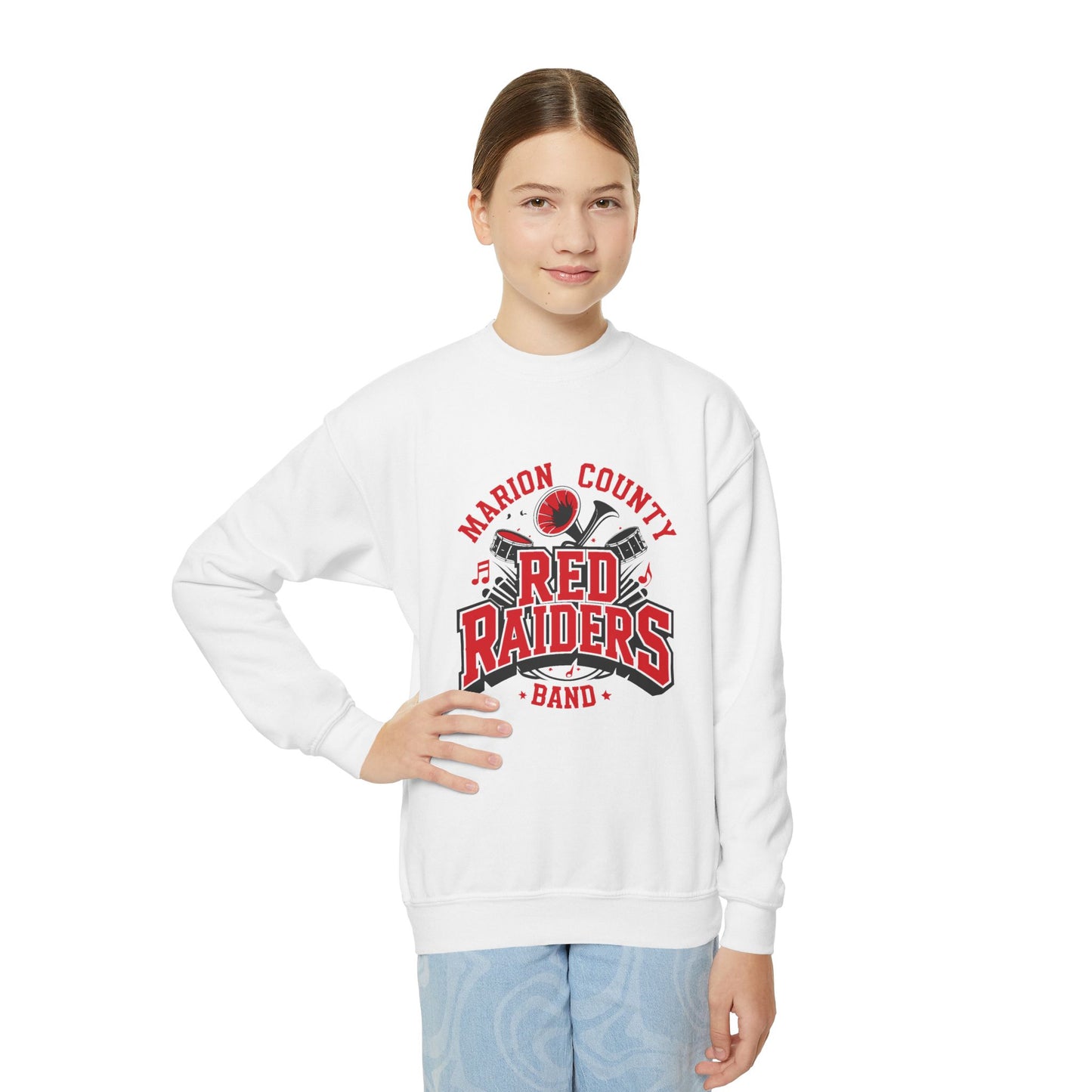 Youth Crewneck Sweatshirt \ Marion County Red Raiders Band \ MCB2