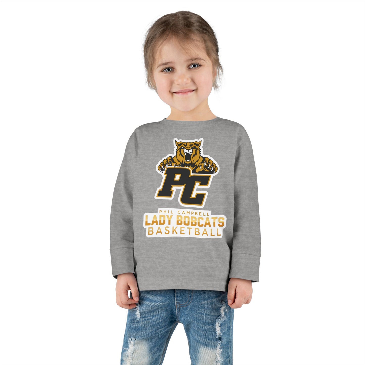 Toddler Long Sleeve Tee \ Phil Campbell Bobcats Basketball \ PCBBKG1