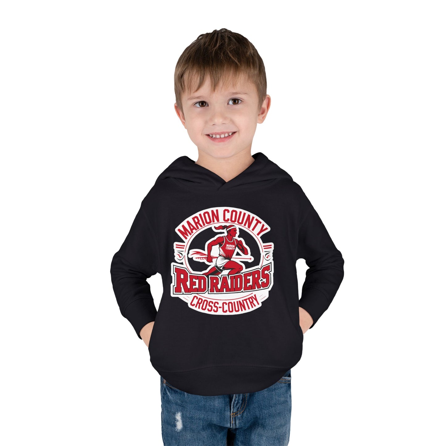 Toddler Hoodie Sweatshirt \ Marion County Red Raiders Cross-Country \ MCCC2
