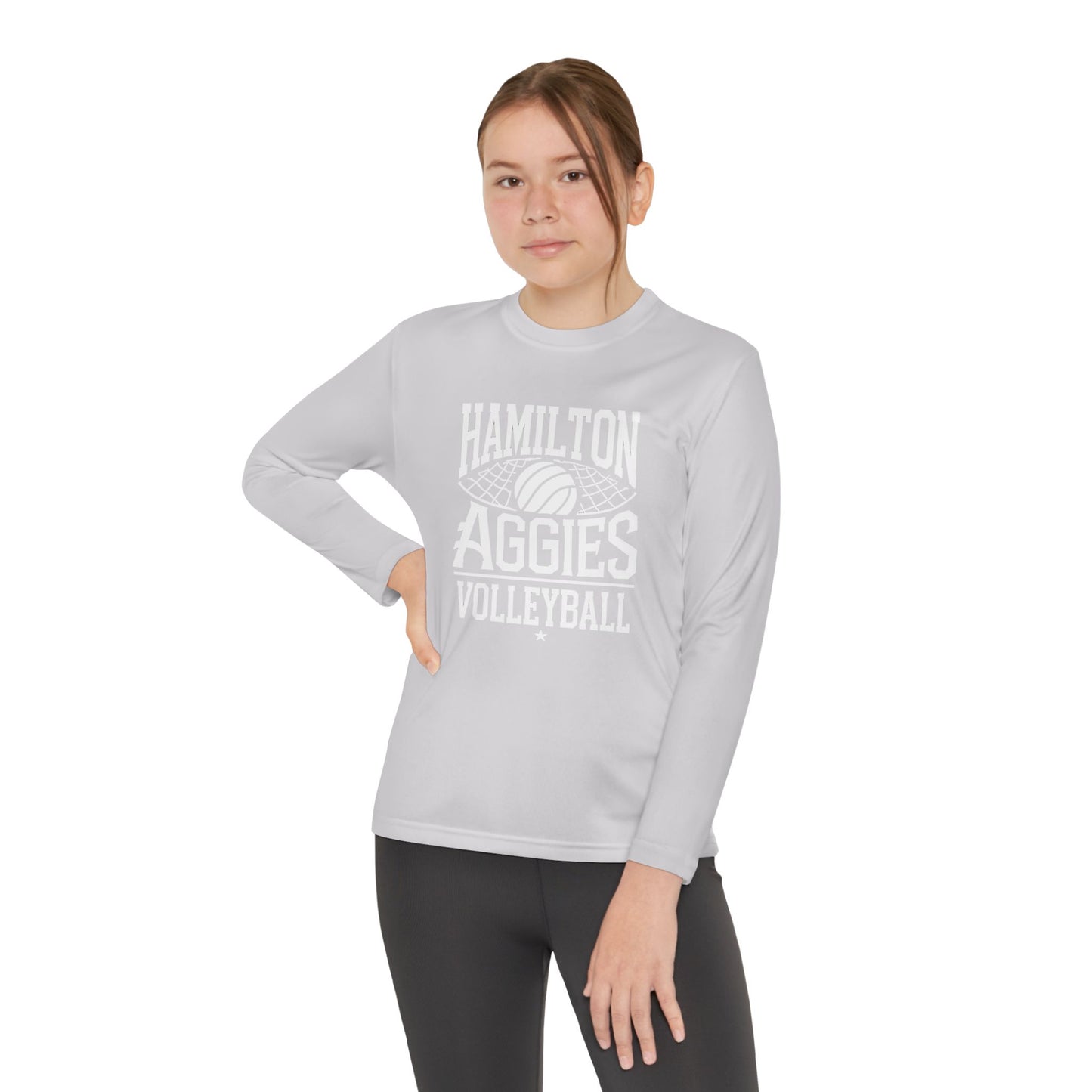 Youth Long Sleeve Tee \ Hamilton Aggies Volleyball \ HAV2