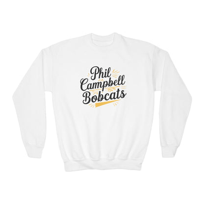 Youth Crewneck Sweatshirt — "Phil Campbell Bobcats" School Spirit Pullover