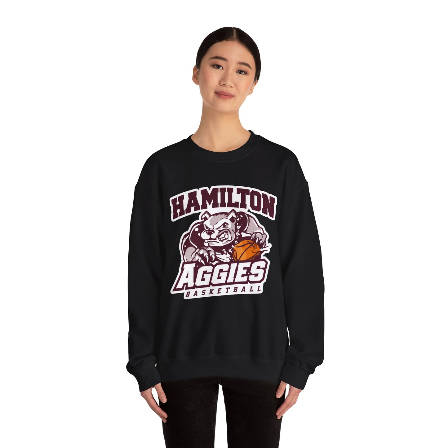 Adult Crewneck Sweatshirt \ Hamilton Aggies Basketball \ HABK1