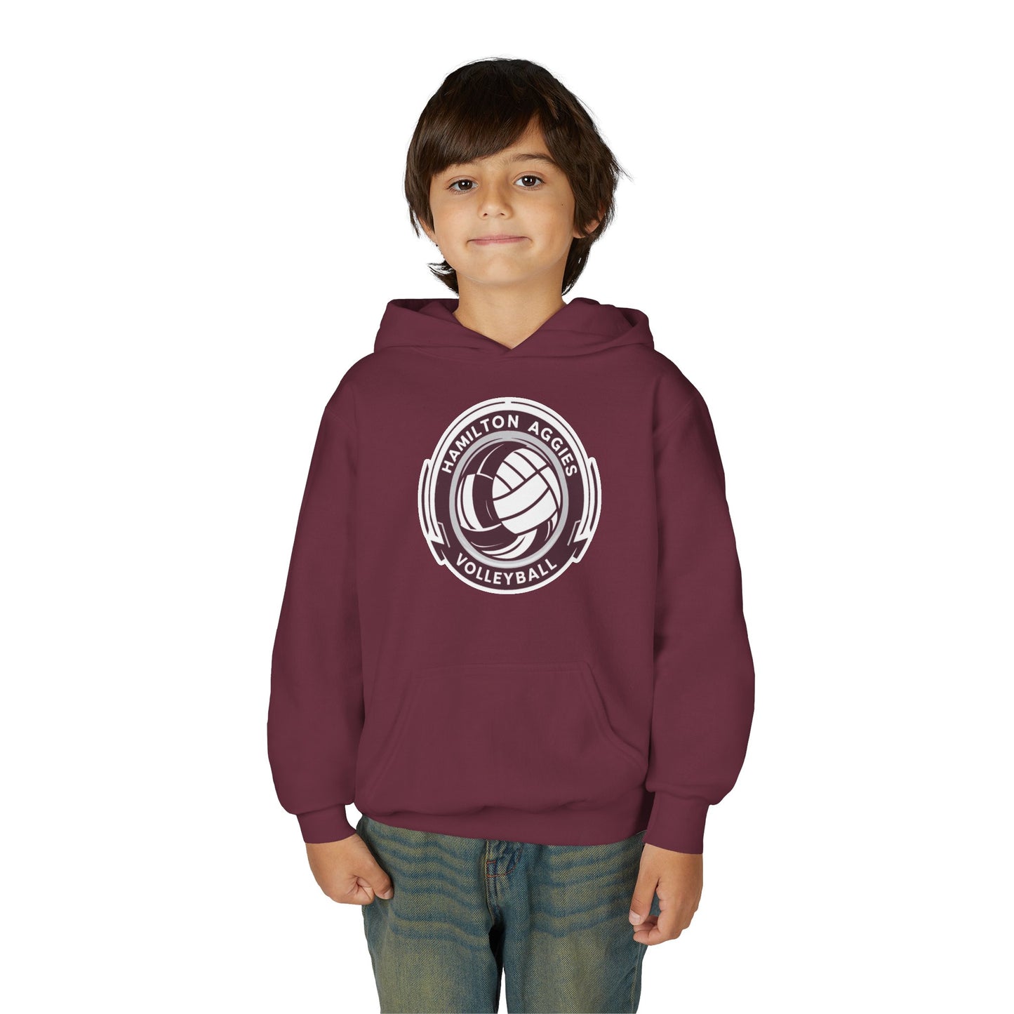 Youth Hoodie Sweatshirt \ Hamilton Aggies Volleyball \ HAV1