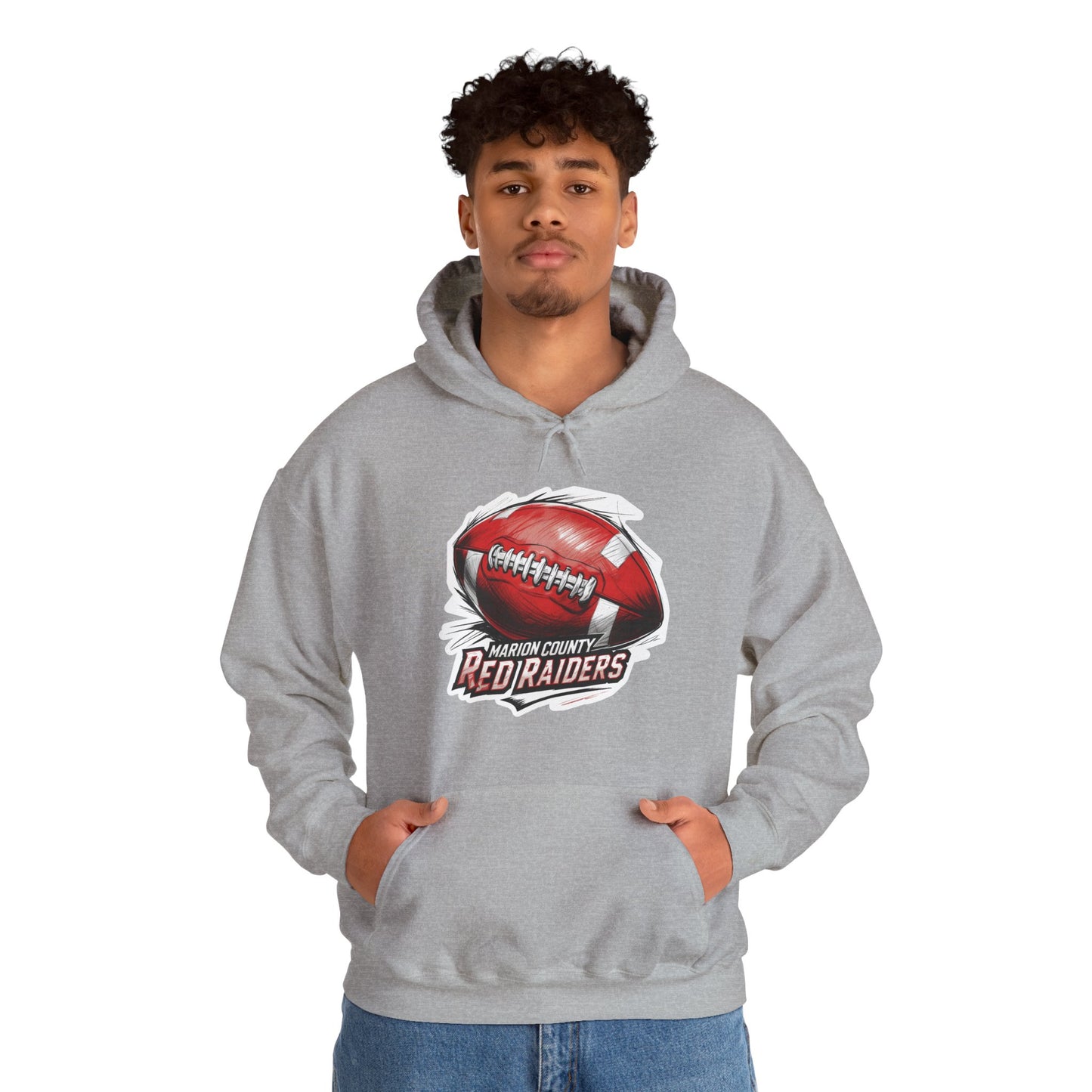 Adult Hoodie Sweatshirt \ Marion County Red Raiders Football \ MCF1