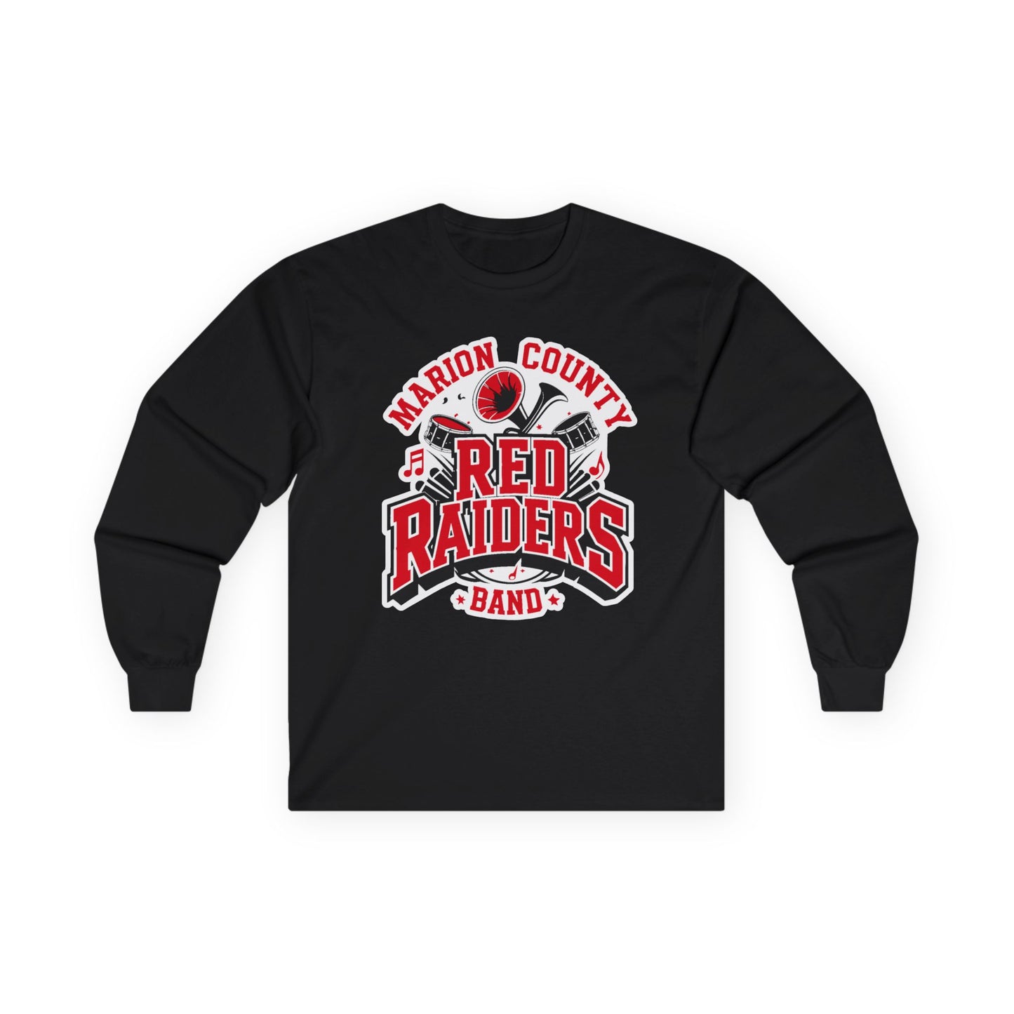 Adult Long Sleeve Tee \ Marion County Red Raiders Band \ MCB2