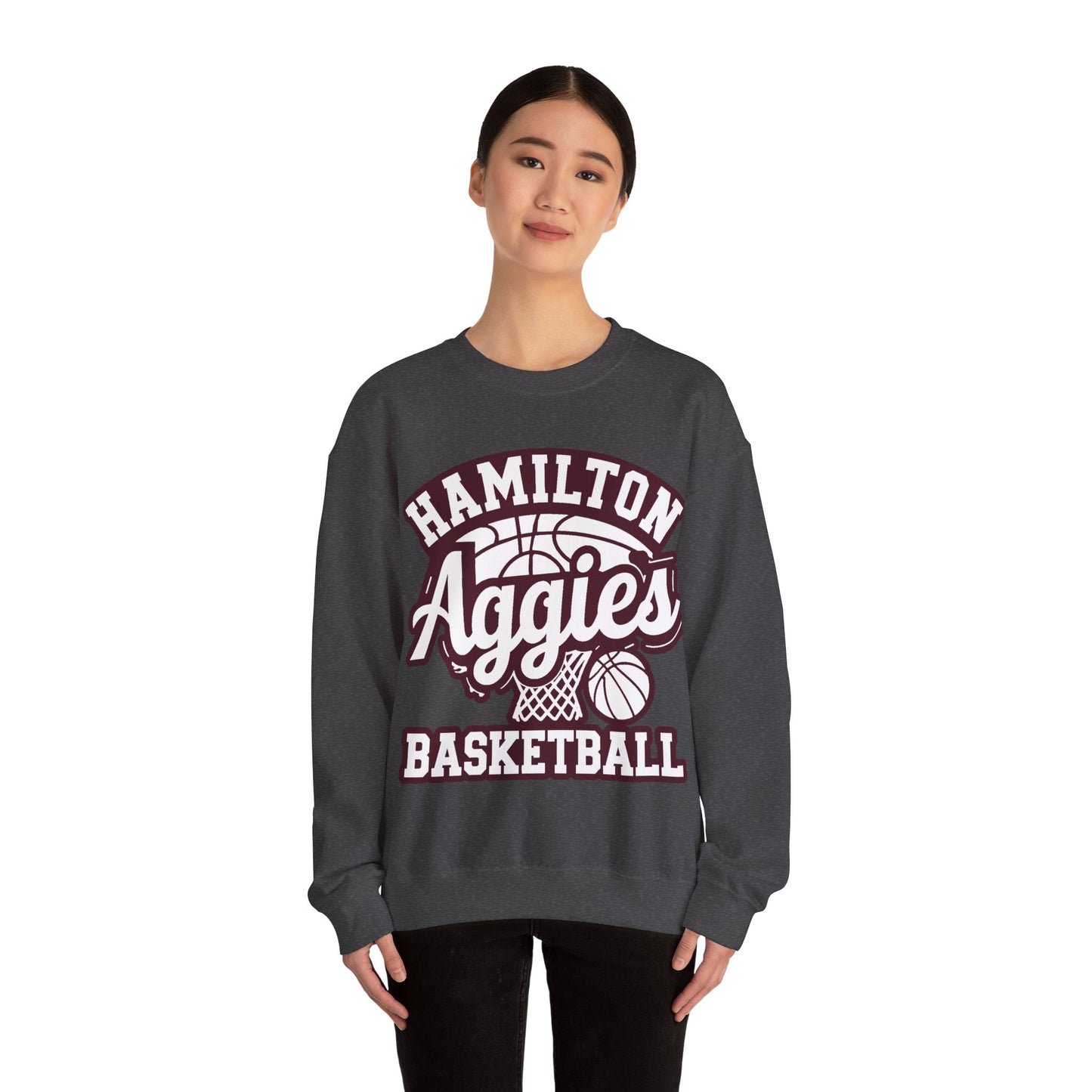 Adult Crewneck Sweatshirt \ Hamilton Aggies Basketball \ HABBG1