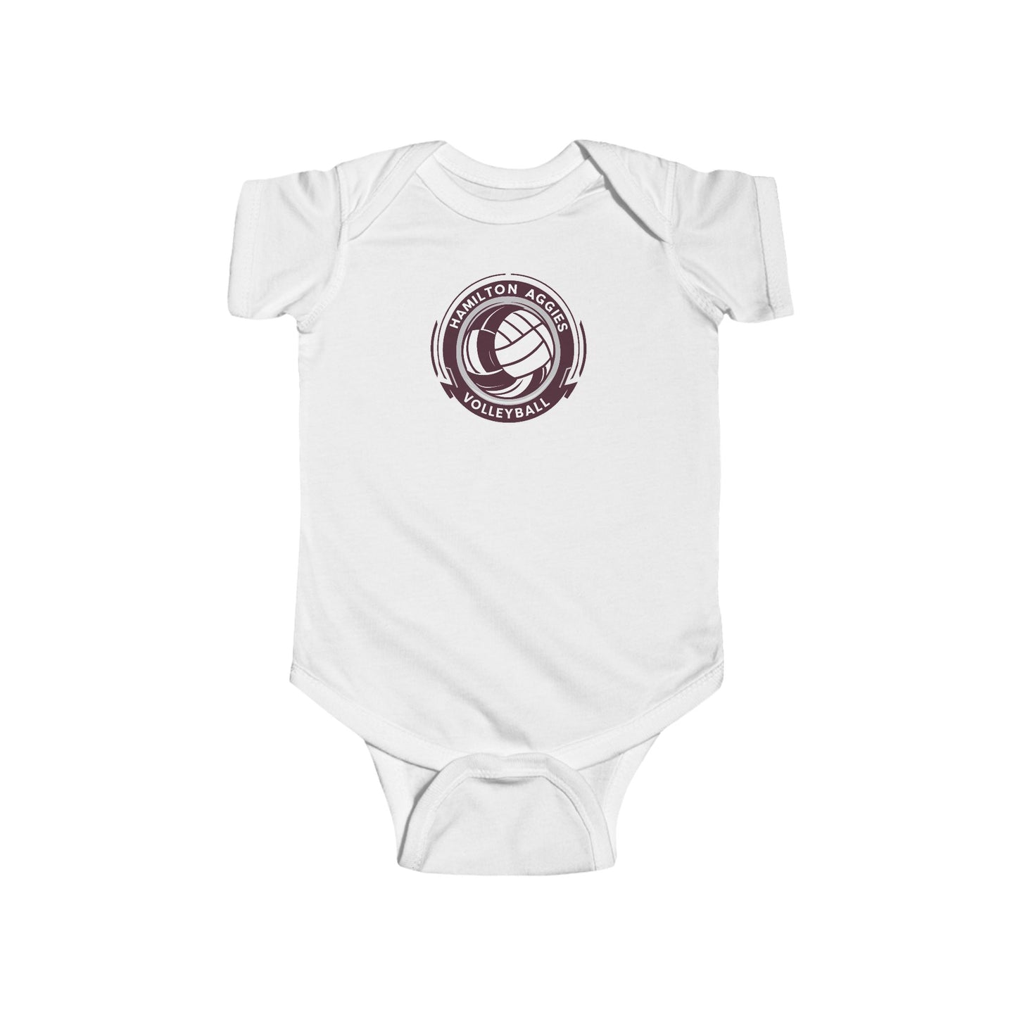 Short Sleeve Baby Bodysuit \ Hamilton Aggies Volleyball \ HAV1